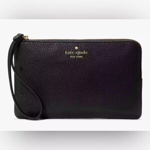 Kate Spade Leila Medium L-Zip Wristlet – Black 🖤